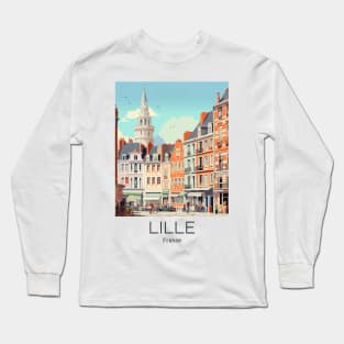 A Vintage Travel Illustration of Lille - France Long Sleeve T-Shirt